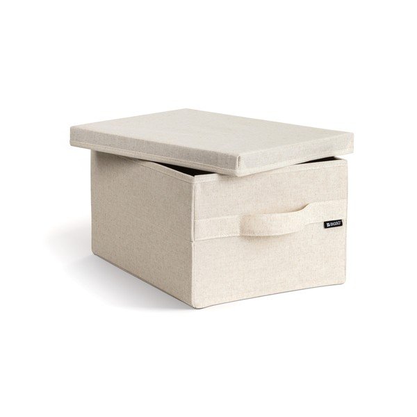 Beżowy tekstylny pojemnik z pokrywką 27x36x19 cm Soft Storage Small – Bigso-image-3