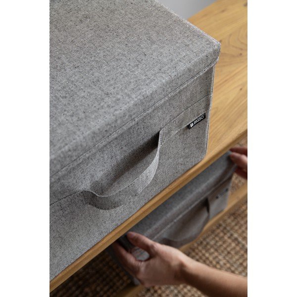 Szary tekstylny pojemnik z pokrywką 31x41x22 cm Soft Storage Medium – Bigso-image-2
