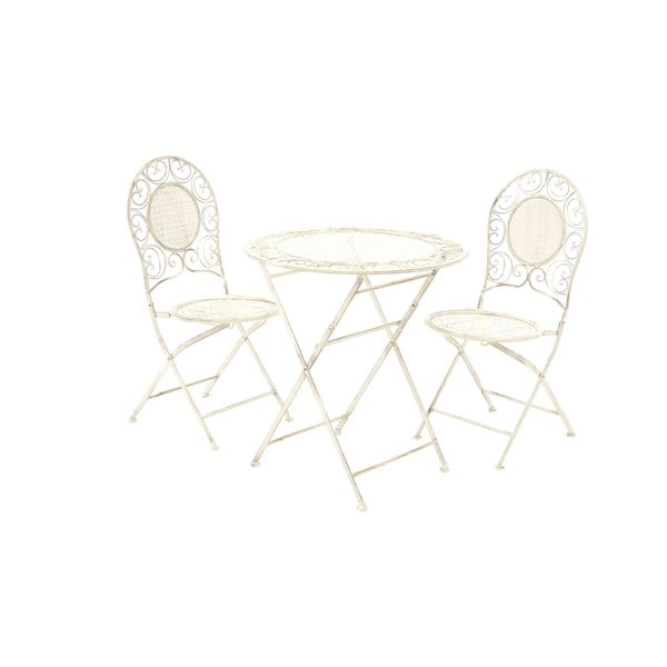 Zestaw 2 kremowych składanych krzeseł ogorodwych i stolika Premier Housewares Jardin