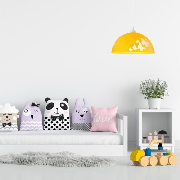 Lampa dziecięca w kolorze ochry ze szklanym kloszem ø 30 cm Mariposa – LAMKUR-image-3