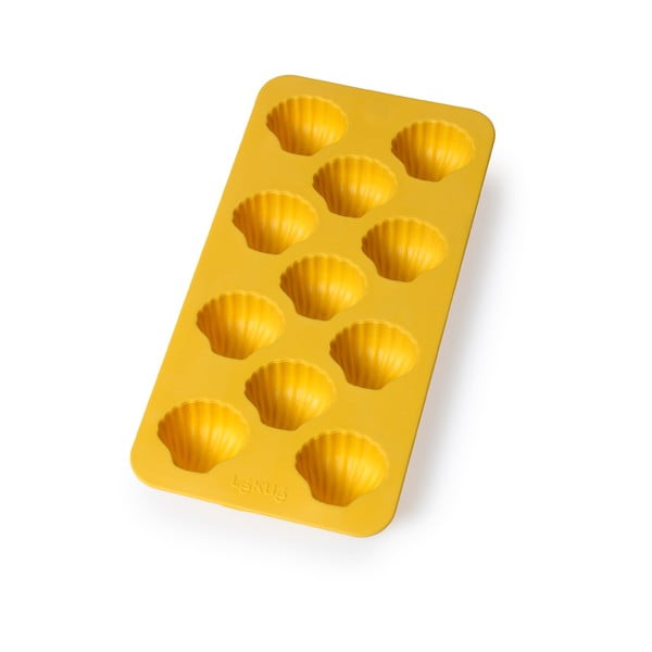 Żółta silikonowa forma do kostki lodu Lékué Shell, 11 kostek