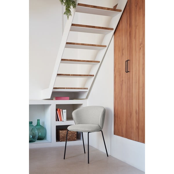 Jasnoszare tapicerowane fotele jadalniane zestaw 2 szt. Add – Teulat-image-1