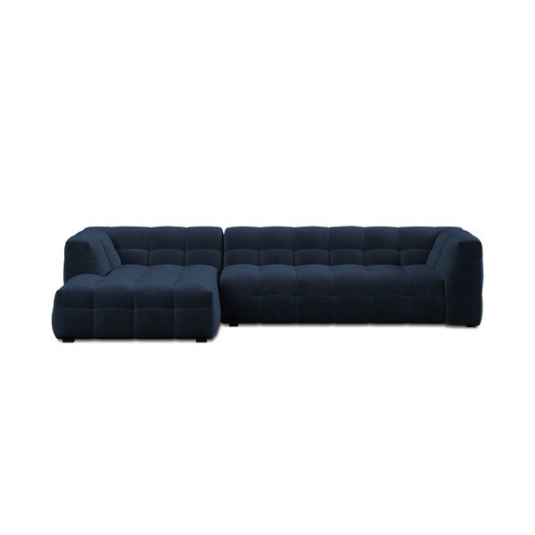 Niebieski aksamitny narożnik Windsor & Co Sofas Vesta, lewostronny