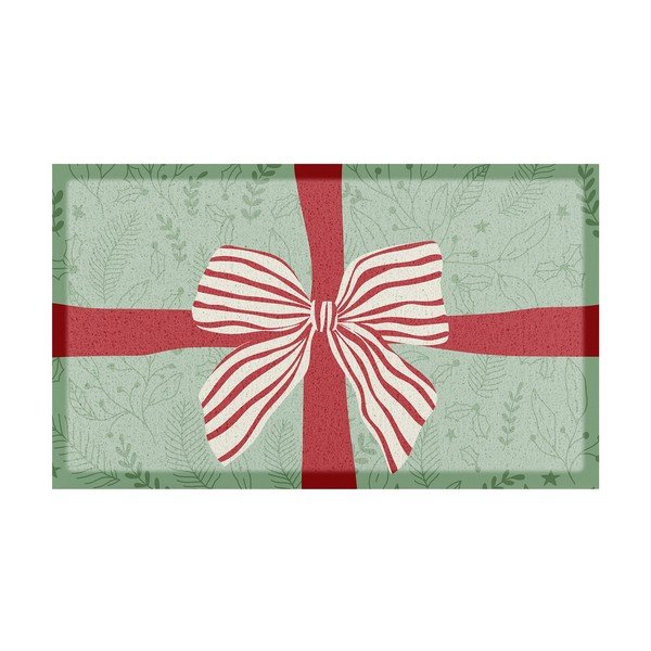 Wycieraczka ze świątecznym motywem z plastiku z recyklingu 40x70 cm Red & White Stripe Bow – Artsy Doormats