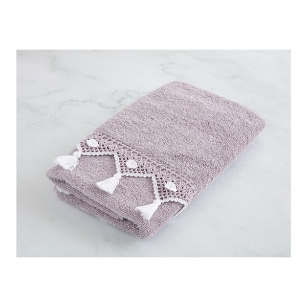 Fioletowy bawełniany ręcznik do rąk Bohoo, 50x76 cm