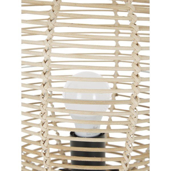 Czarna lampa stołowa z rattanowym abażurem Westwing Collection Wasa, wys. 38 cm-image-1