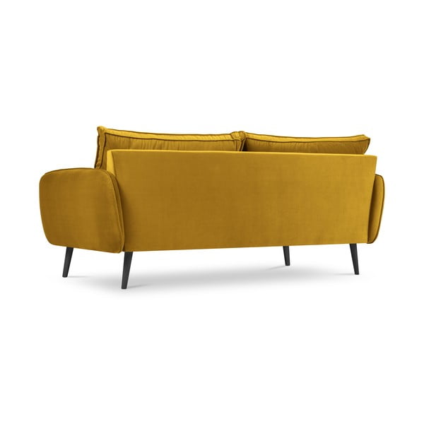 Żółta aksamitna sofa z czarnymi nogami Kooko Home Lento, 198 cm-image-3