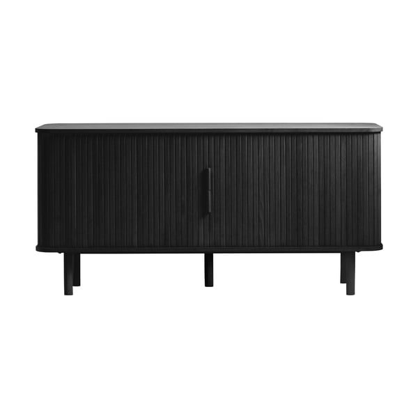 Czarna niska komoda w dekorze dębu z drzwiami przesuwnymi 76x160 cm Cavo – Unique Furniture-image-2