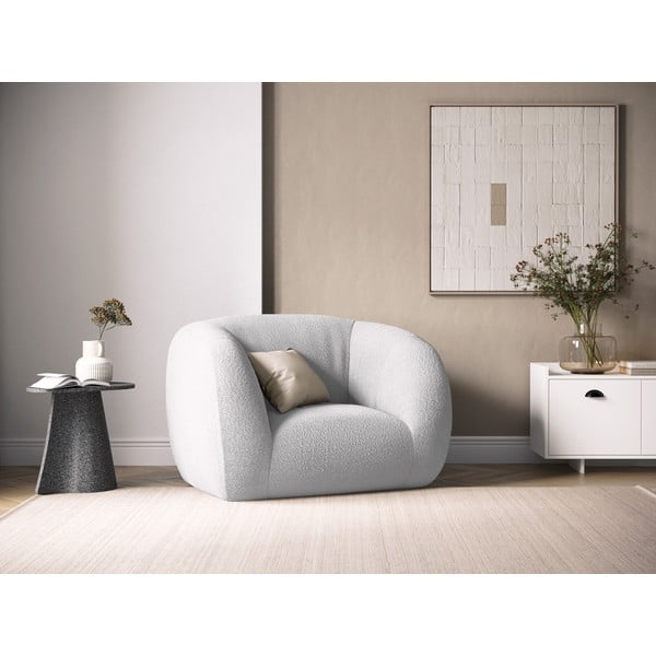 Jasnoszary fotel z materiału bouclé Essen – Cosmopolitan Design-image-1