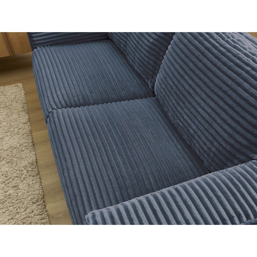 Ciemnoniebieska sztruksowa rozkładana sofa do spania 240 cm Hugo – Bobochic Paris (zdjęcie 9)