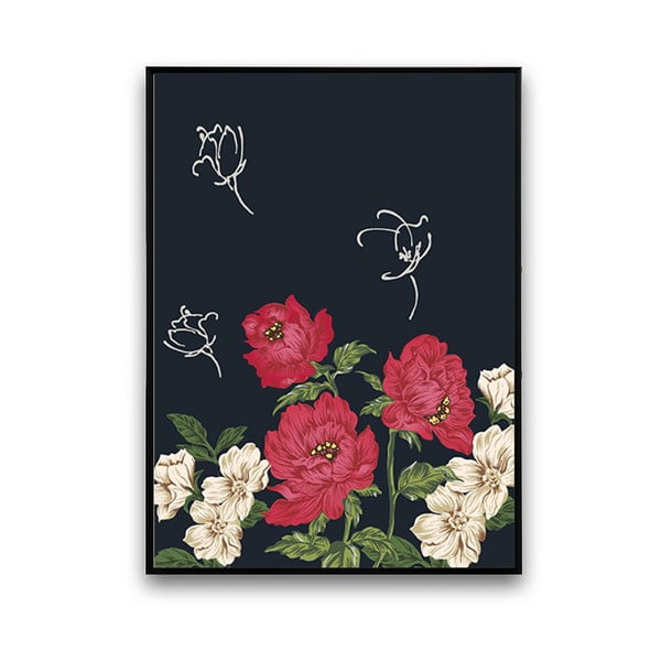 Plakat z czerwono-białymi kwiatami, 30 x 40 cm