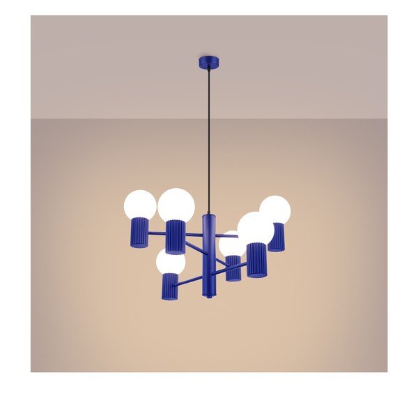 Niebieska lampa wisząca ze szklanym kloszem Orbital – Sollux-image-4