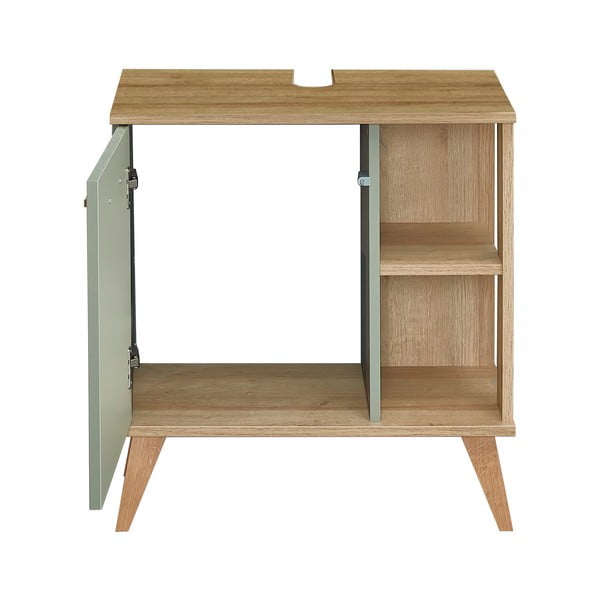 Zielona szafka pod umywalkę bez baterii w dekorze dębu 61x65 cm Set 963 – Pelipal-image-3