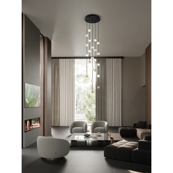 Aluminiowa lampa wisząca LED ze ściemniaczem w kolorze matowej czerni z kloszem ze szkła akrylowego ø 38 cm Alcinoe – Nova Luce-image-1