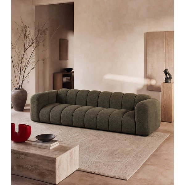 Zielona sofa z tkaniny szenilowej 290 cm Lupine – Micadoni -image-1