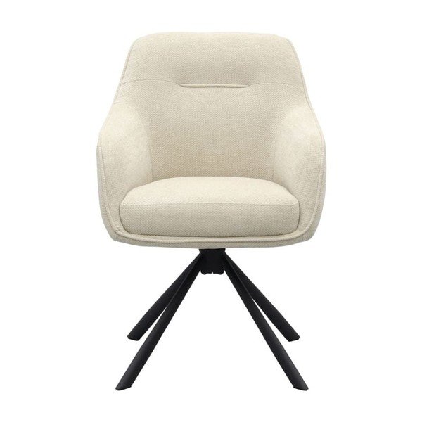 Kremowy tapicerowany fotel jadalniany z podłokietnikami Avola – Unique Furniture-image-1