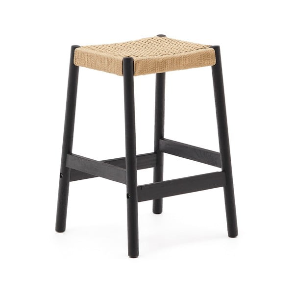 Czarne/w naturalnym kolorze hokery zestaw 2 szt. z litego drewna dębowego (wysokość siedziska 66 cm) Yalia – Kave Home