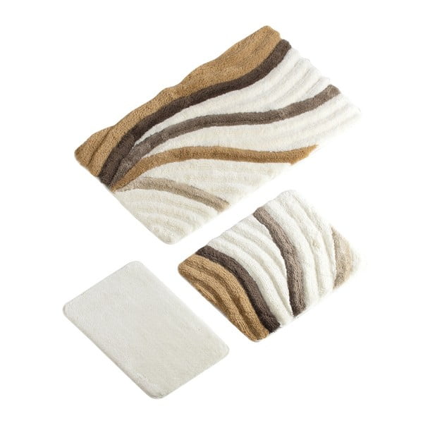 Zestaw 3 szaro-brązowych dywaników łazienkowych Verge Bath Mat Waves