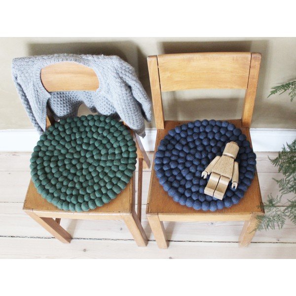 Ciemnoniebieska dziecięca kulkowa poduszka na krzesło z wełny Wooldot Ball Chair Pad, ⌀ 30 cm-image-3