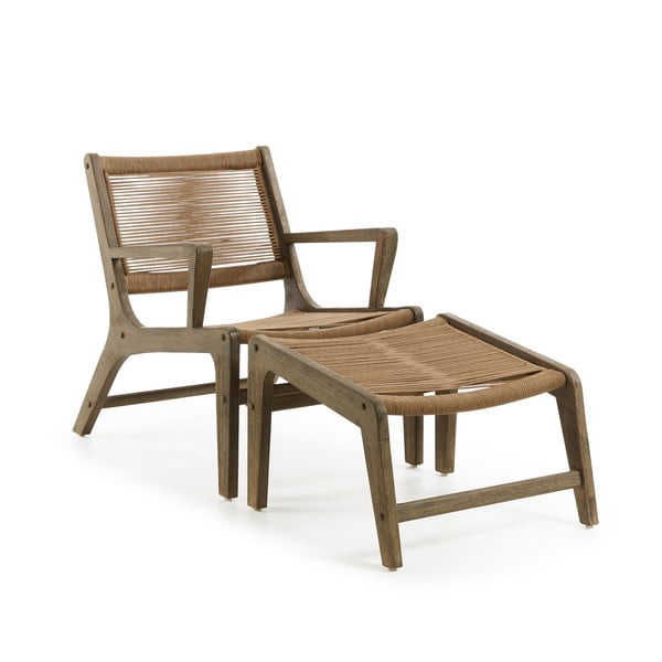Komplet fotela i podnóżka z drewna eukaliptusowego La Forma Basso