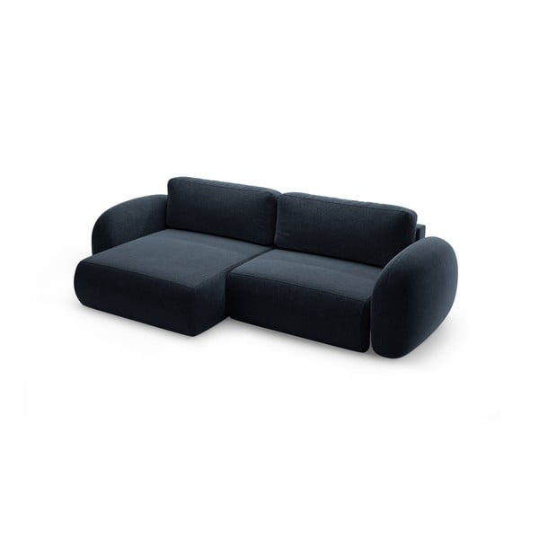 Ciemnoniebieski rozkładany/ze schowkiem narożnik z tkaniny szenilowej Tonale – Cosmopolitan Design-image-2