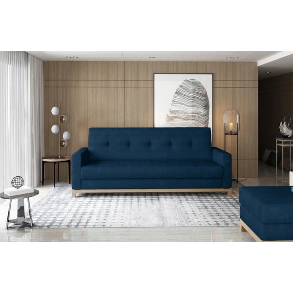 Niebieska aksamitna rozkładana/ze schowkiem sofa 216 cm Selene – ELTAP-image-1