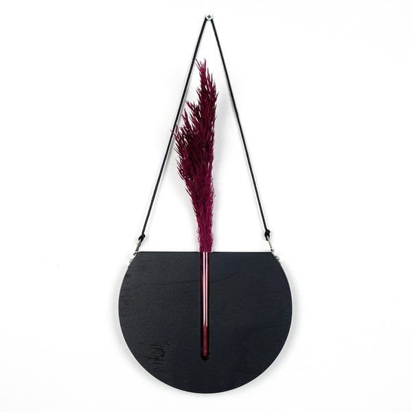 Drewniany wazon ścienny w czarnym kolorze Kate Louise Black Flowerpot II.