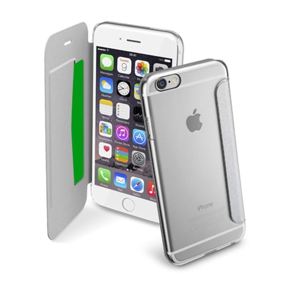 Srebrna
  transparentna obudowa - portmonetka na karty Cellularline Clear Book na
  iPhone 6/6s