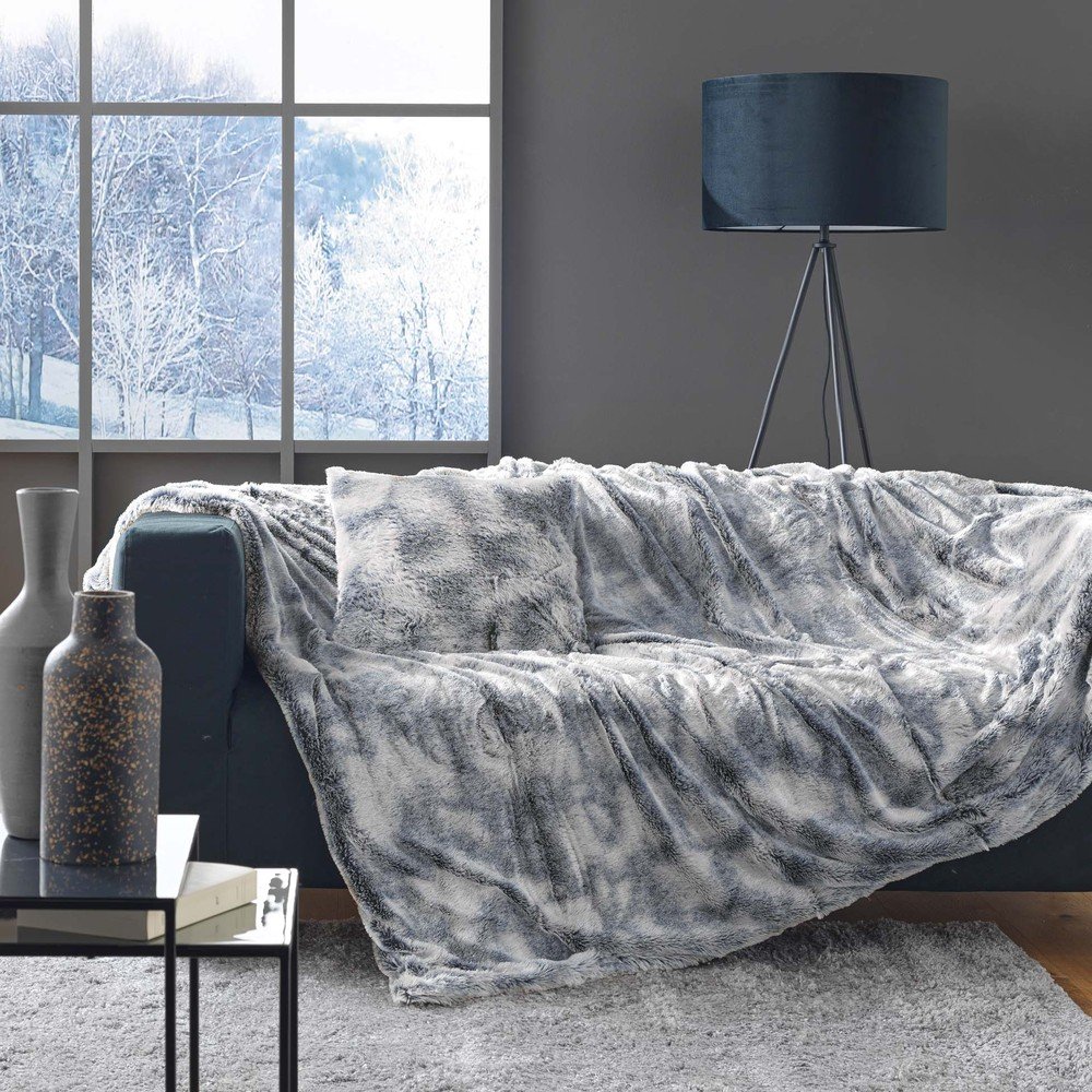 Szary koc ze sztucznego futra 180x220 cm Antartic – douceur d'intérieur (zdjęcie 3)