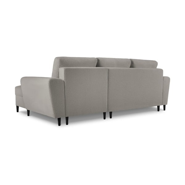 Jasnoszary rozkładany narożnik ze schowkiem z materiału bouclé (prawostronny/z szezlongiem) Kyoto – Cosmopolitan Design-image-4