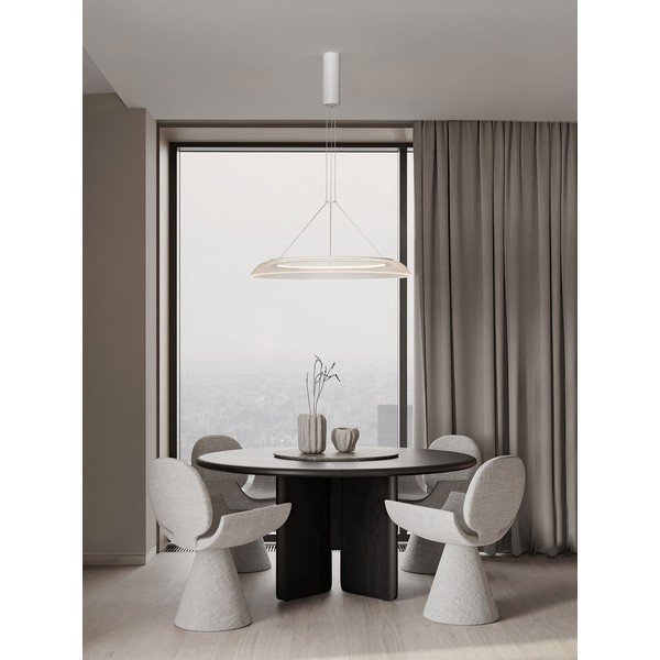 Aluminiowa lampa wisząca LED w matowym białym kolorze z kloszem ze szkła akrylowego ø 60 cm Mantle – Nova Luce-image-1