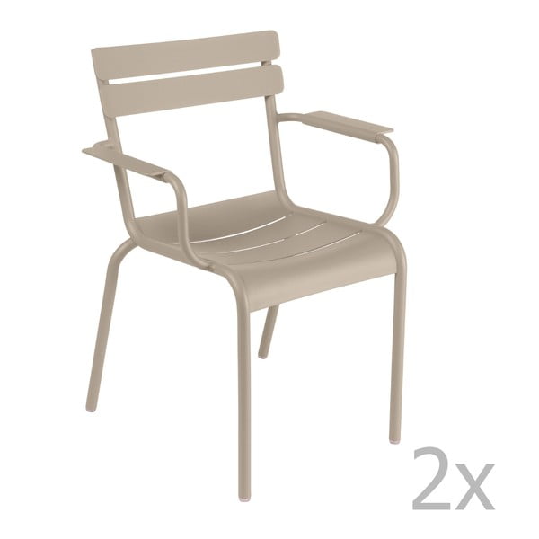 Zestaw 2 jasnobeżowych krzeseł z podłokietnikami Fermob Luxembourg