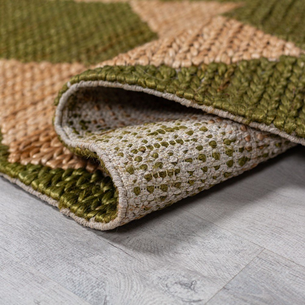Zielono-naturalny chodnik z mieszanki juty tkany ręcznie 60x230 cm Effie Diamond – Flair Rugs (zdjęcie 5)