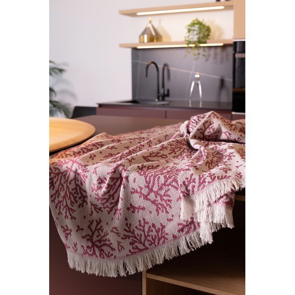 Różowy pled z domieszką bawełny Euromant Summer Coral, 140x180 cm-image-1