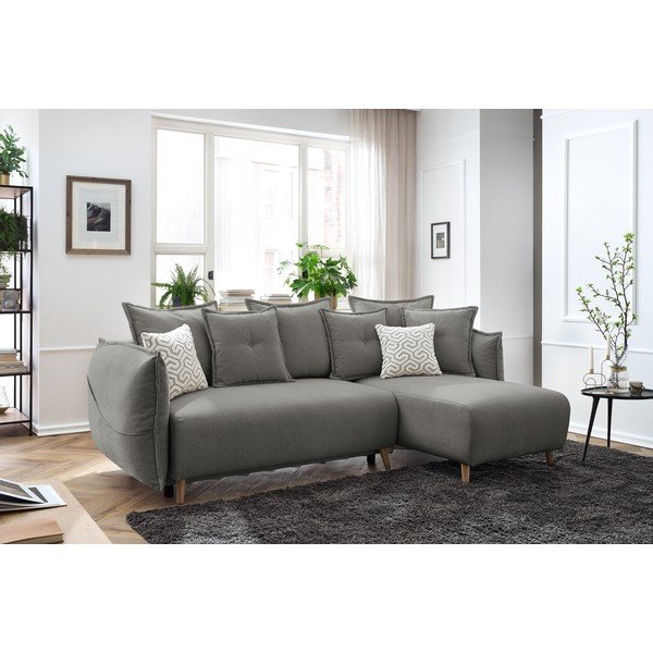 Jasnoszary rozkładany narożnik (róg zmienny) Nessa – Bobochic Paris-image-1