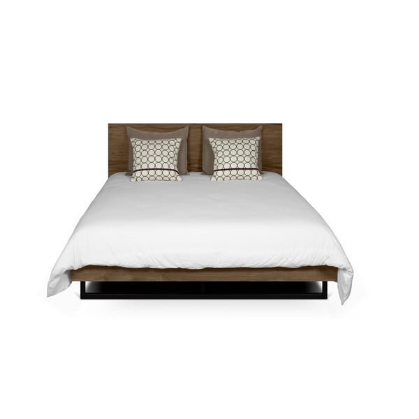 Brązowe łóżko ze stalowymi nogami TemaHome Mara, 160 x 200 cm