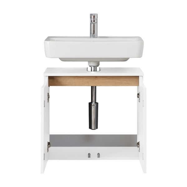 Biała niska wisząca szafka bez umywalki 60x53 cm Set 857 – Pelipal-image-3