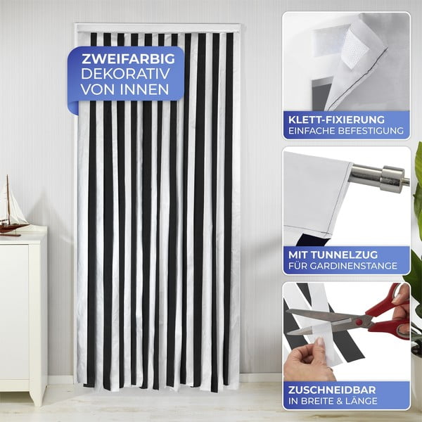 Zasłona termiczna na drzwi w czarno-srebrnym kolorze 90x200 cm – Maximex-image-4