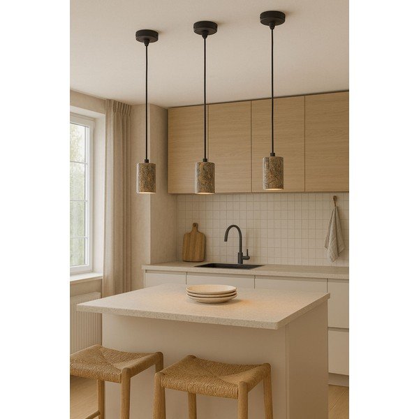 Szara lampa wisząca z kamiennym kloszem ø 6,5 cm Selma – Opviq lights-image-1