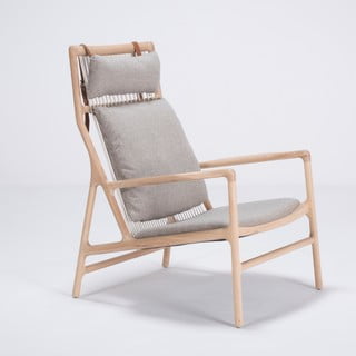 Fotel z konstrukcją z drewna dębowego z szarą tekstylną poduszką Gazzda Dedo