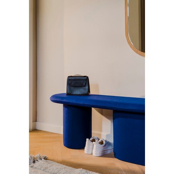Niebieska wełniana tapicerowana ławka Rull – noo.ma-image-3
