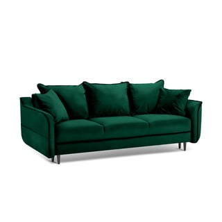 Zielona aksamitna sofa rozkładana Kooko Home Basso
