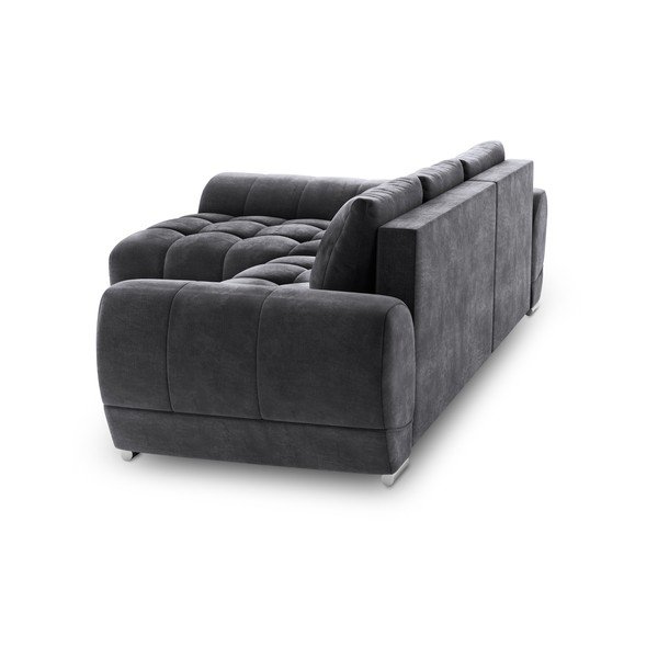 Ciemnoszary rozkładany narożnik z aksamitnym obiciem Windsor & Co Sofas Nuage, lewostronny-image-4