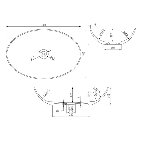 Biała umywalka ceramiczna Sapho Thin, 60x40 cm-image-3