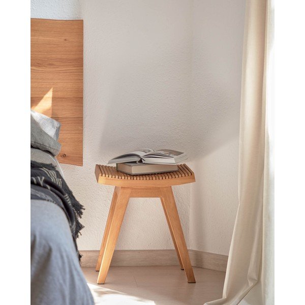 Stołek z litego drewna tekowego w naturalnym kolorze Vicentina – Kave Home-image-2