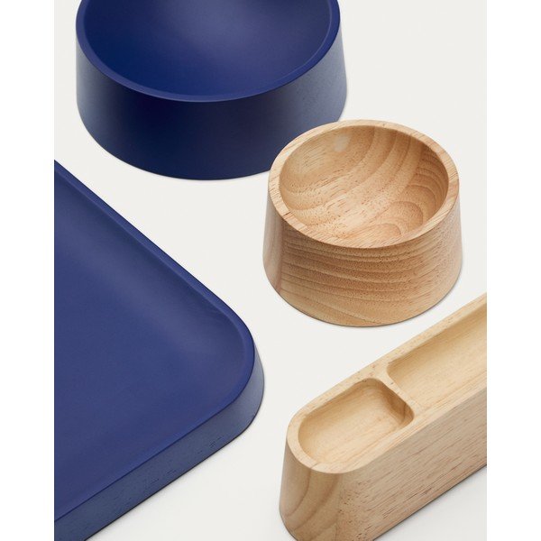 Ciemnoniebiesko-naturalne drewniane miski do serwowania zestaw 4 szt. Bletz – Kave Home-image-4