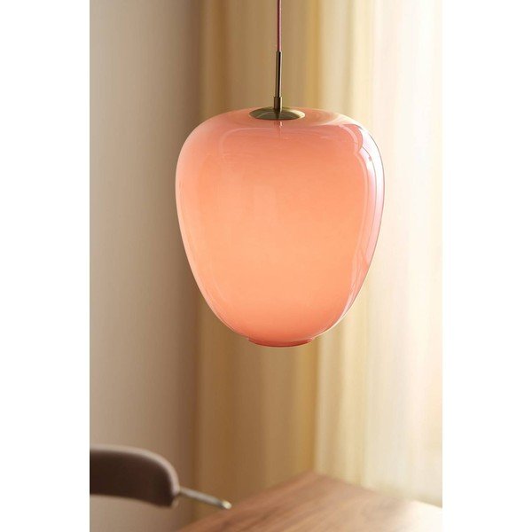 Różowa/w kolorze mosiądzu szklana lampa wisząca ze ściemniaczem ø 35 cm Artut – Jotex-image-1