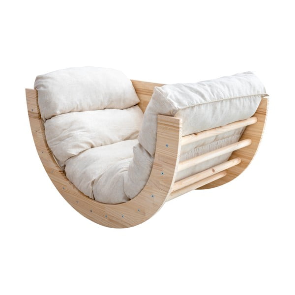 Huśtawka z litego drewna sosnowego w naturalnym kolorze 60x100x60 cm Montessori – Little Nice Things-image-2