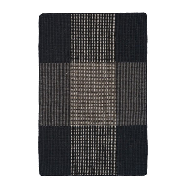 Ciemnoszary dywan wełniany ręcznie tkany Linie Design Bologna, 50x80 cm