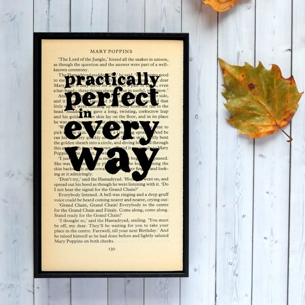 Plakat
  w drewnianej ramie Mary Poppins Practically Perfect